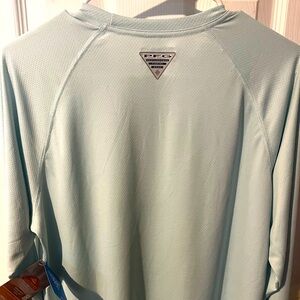 Columbia PFG Mens Sm. Omni Wick Long Sleeve Performance Fishing shirt in Aqua BN